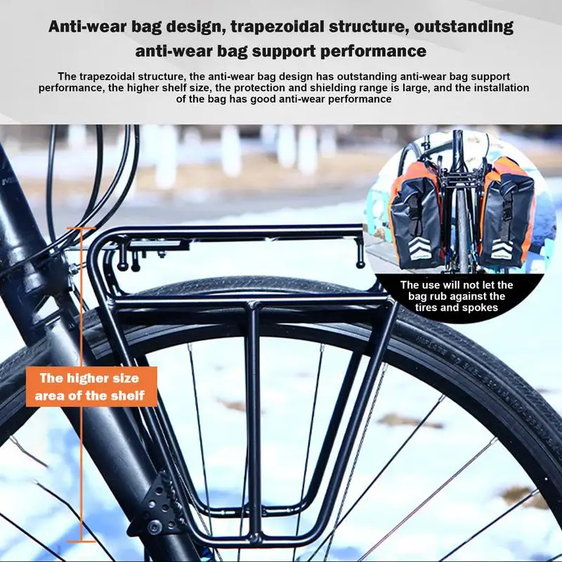 Front Cycling Rack For Cycling Touring Carrier Racks For Mountain Road Cycling Easy-to-Install Front Pannier Rack