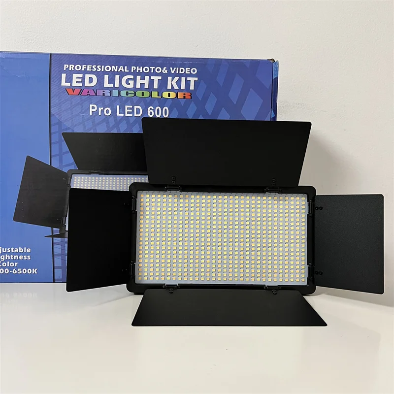 

AEVYVKV LED-600 LED Video Light Photography Light Panel 3200-5600K with Barndoor 1/4 Inch Screw Ball Head for Photography Studio