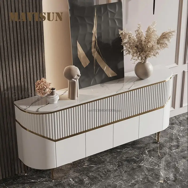 Auxiliary Furniture Display Cabinet Italian Design Vintage White Marble Sideboard For Kitchen Large 2m Dining Cupboard
