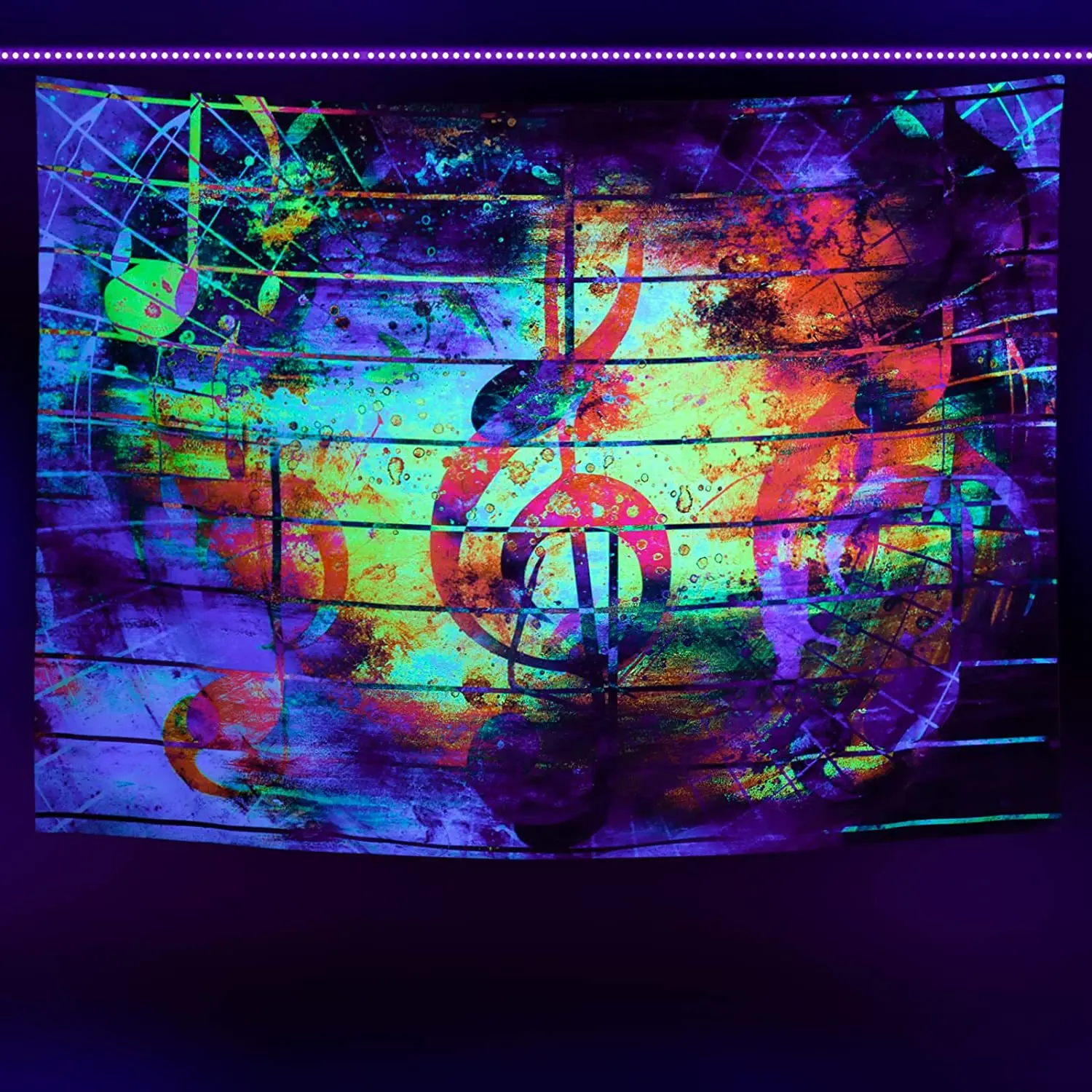 Cool Black Light Let's Glow Flourescent Tapestry UV Reactive Tapestries Wall Hanging Hippie Party Night Decor Home Room
