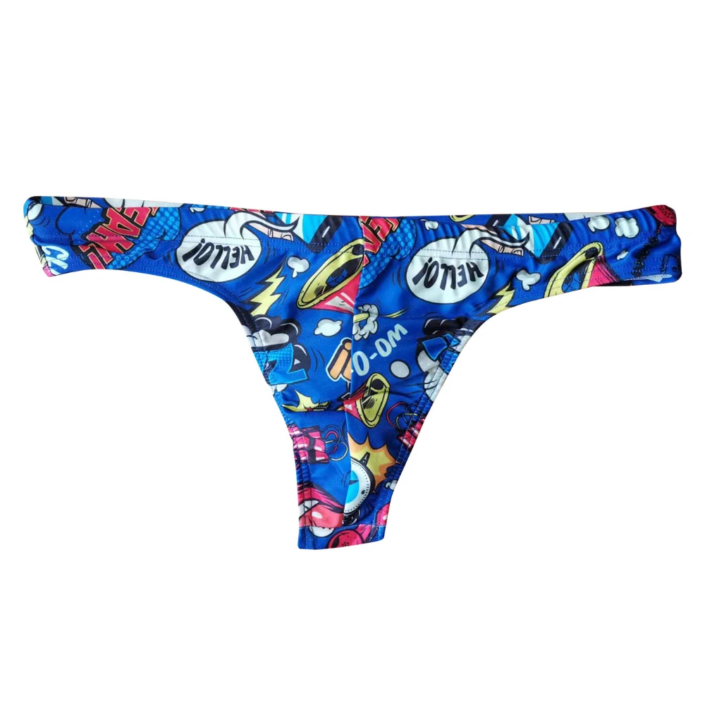Men's Traditional Swim Thong Swimwear Fun Pop Style Low Rise Bikini Bathing Suit Sexy Swimsuit Beach Underwear with Drawstring - 3