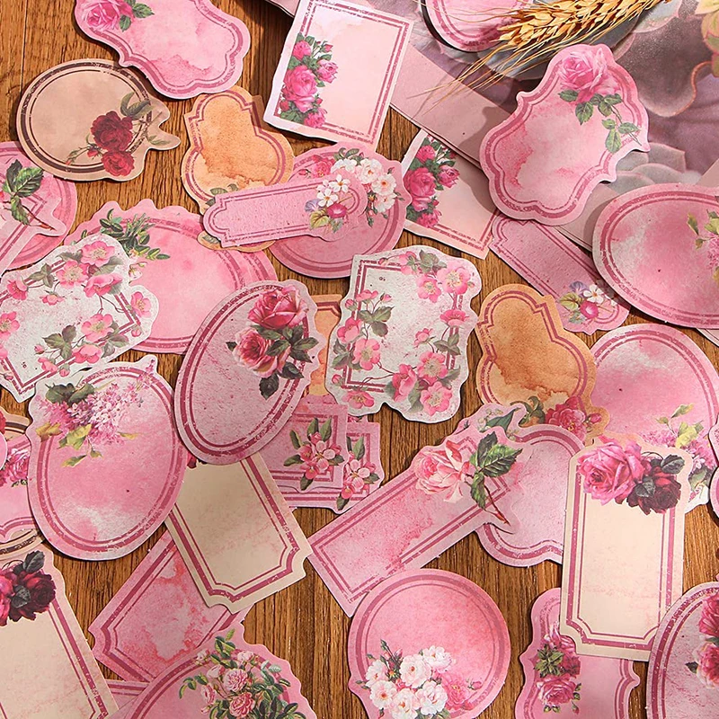 

60Pcs Flower Paper Stickers Set Flower Floral Lable Stickers, Scrapbooking Journal DIY Stickers Writable Plant Lable Sticker
