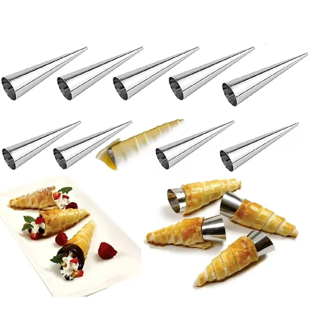 

1pcs Kitchen Stainless Steel Baking Cones Horn Pastry Roll Cake Mold Spiral Baked Croissants Tubes Cookie Dessert Tool ZXH