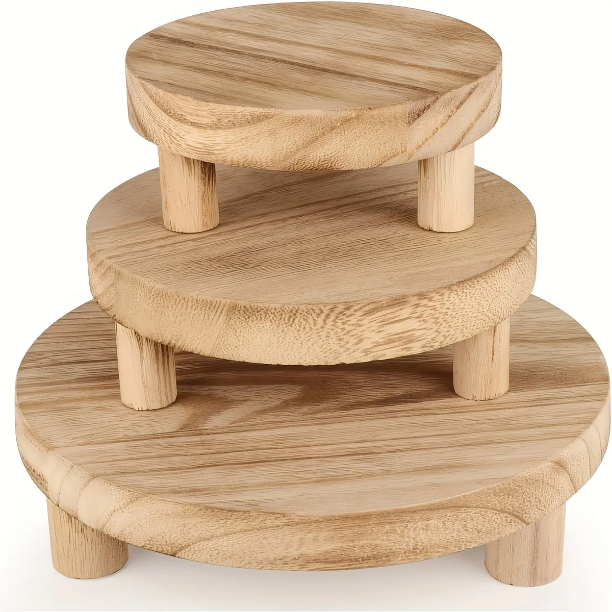 3pcs Wooden Display Riser For Display, Round Display Stand, Wood Riser Pedestal Stand For Home Decor And Organizer, Mother's Day 3
