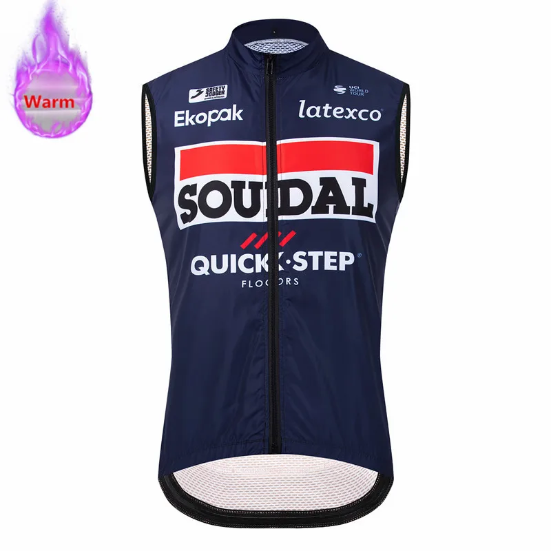 Cycling Jersey Cycling Vest Soudal Quick Step Winter Thermal Fleece Cycling Vest Sleeveless Bicycle Warm Vest Warm Cycling Jersey MTB Road Bike Jacket Vests