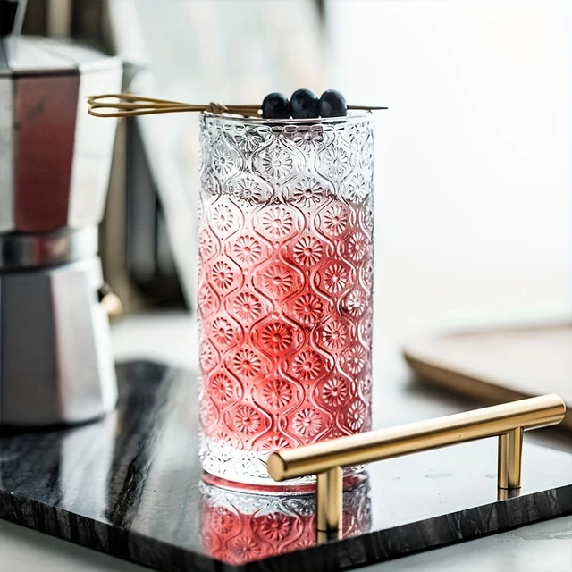 Vintage Embossed Glass Cup (280ml/450ml) 3