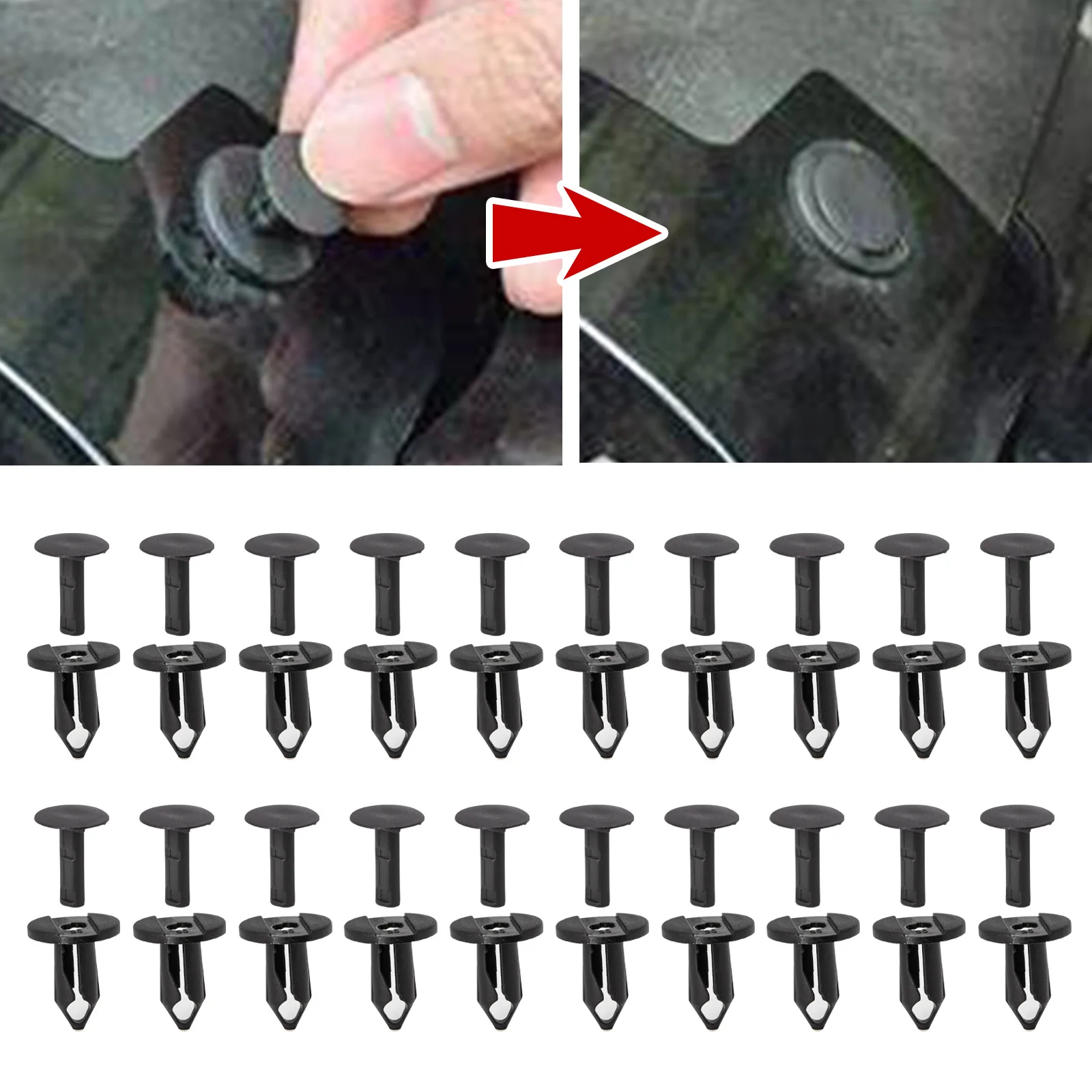 

20PCS Auto Retainer Rivet Car Fender Bumper Push Pin Clips Fasteners 8mm Hole For Honda Audi Buick Ford Car Accessories