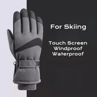 Ski Gloves Men's Winter Cotton Thickened Fleece Warm Windproof Cold Outdoor Cycling Car Waterproof Touch Screen Winter Soft 1