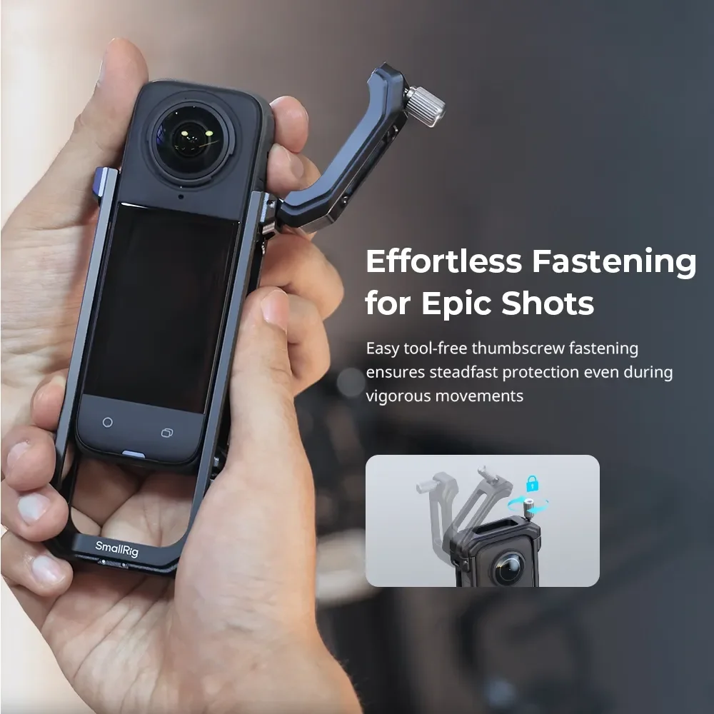 Camera Cage for Insta360 X4, With  1/4"-20 Anti-twist Thread Hole Cold Shoe Acti
