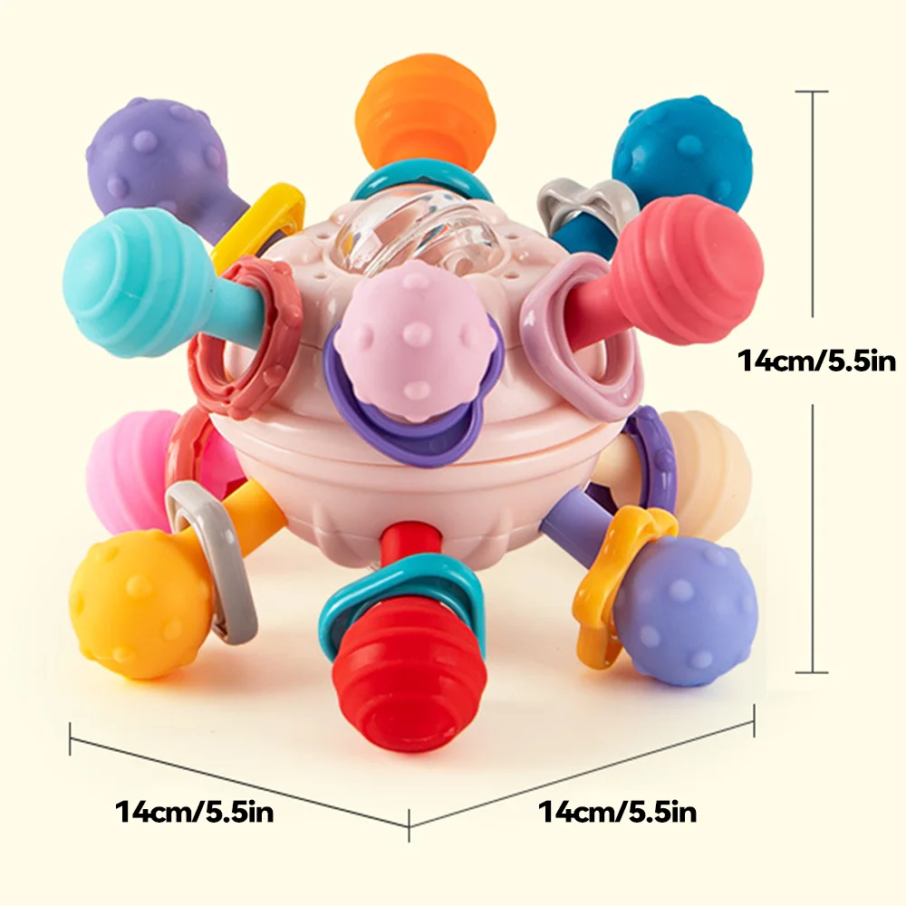 Baby Toys Baby Rattle Toys Ball Rattle Toy Manhattan Round Ball Chewable Toddler Teeth Soothing Baby Sensory Toy Hand Grab Ball Rattle Infantil For Newborn Gift