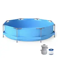 Piscine hors sol ronde 36 mx 76 cm avec structure métallique et pompe filtrante, capacité 6125 L, piscine de jardin pour adultes, bleue 2