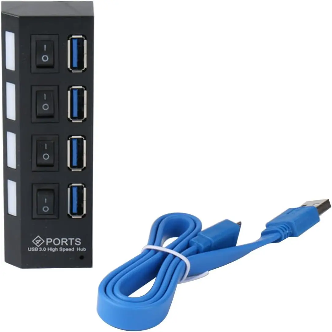 Powered USB Hub USB3.0 High-Speed Transmission 4 Port Splitter 1 to 4 USB2.0 Hub Multi-Port Notebook Desktop USB