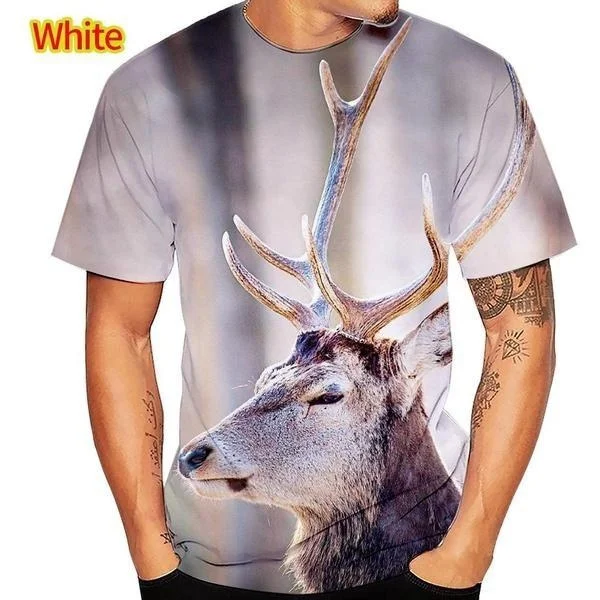 

2023 Men's Plus Size 3D Deer T-Shirt New Fashion Statement for Nature Lovers