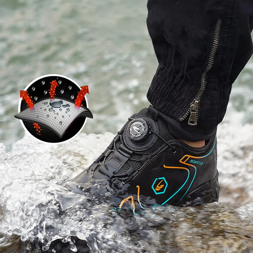 Veiligheidsschoenen Heren Dames Waterdichte Hoog Werkschoenen Lichtgewicht Veiligheidslaarzen Stalen Neus Sportieve Beschermende Schoenen met draaiknop, Zwart, 37 EU Veiligheidsschoenen Heren Dames Waterdichte Hoog Werkschoenen Lichtgewicht Veiligheidslaarzen Stalen Neus Sportieve Beschermende Schoenen met draaiknop, Zwart, 37 EU
