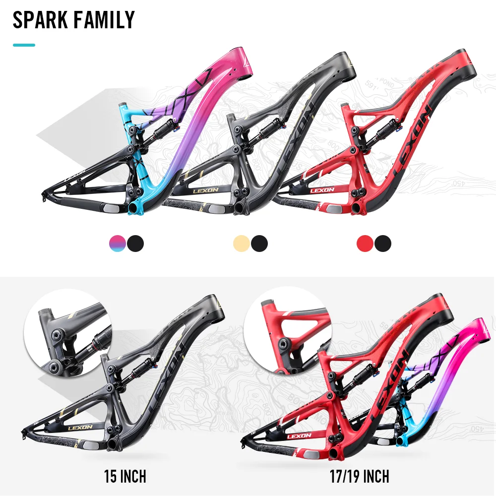 Bicycle Frame LEXON SPARK 29er27.5 SUSPENSION Frame 29" CARBON SUSPENSION FRAME BOOST 148mm