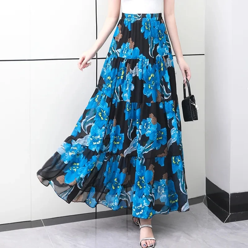 シルクシフォンマキシスカート スカート ロング マキシ丈 マキシ 春 2020 シフォン vivishow