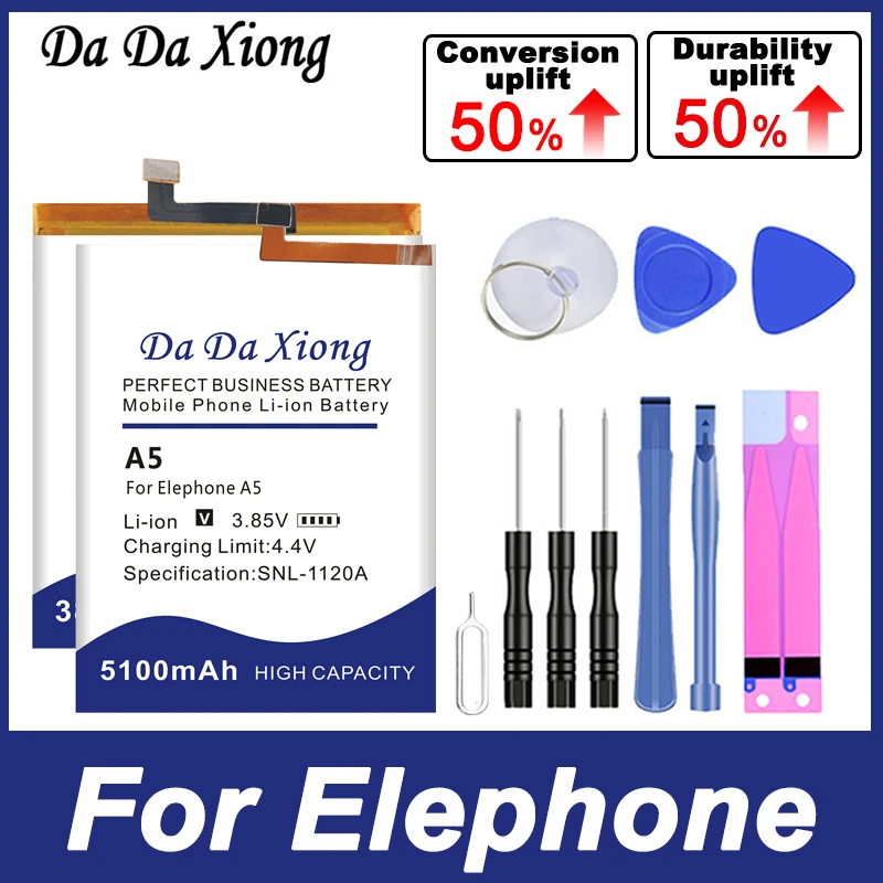 Elephone Elephone U2 Elephone M2 Batteria Soldato Per Elephone U2 M2 S3 A4 A5 A6 S7 P8 R9 Soldier Pro Mini Max 3D 4G + Strumento Gratuito
