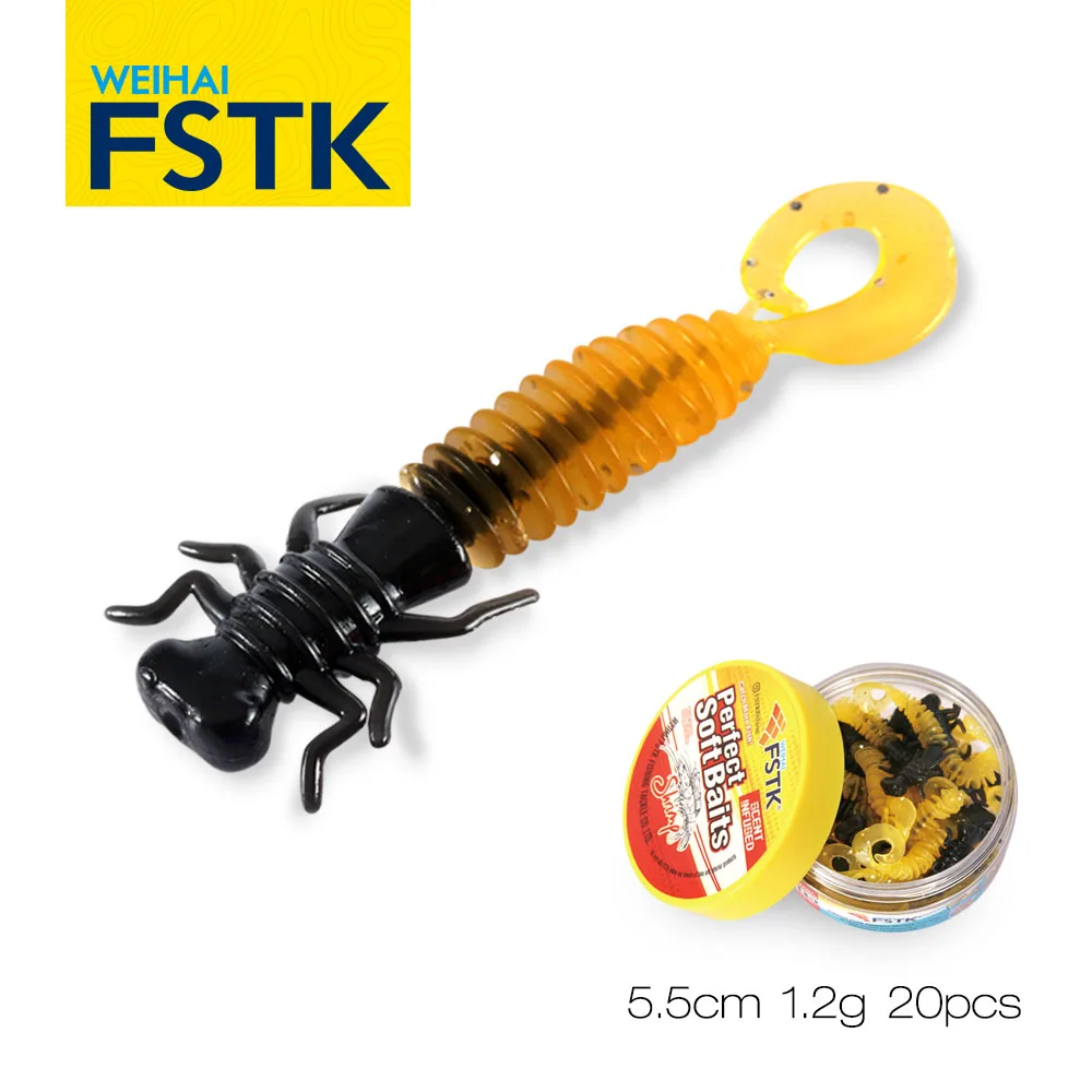 Larve Zachte Lokt 55Mm 20 Stks/partij Tpr Vissen Kunstmatige Lokken Bas Baars Forel Zachte Swimbait Plastic Vissen Lokt 2020 worm Aas