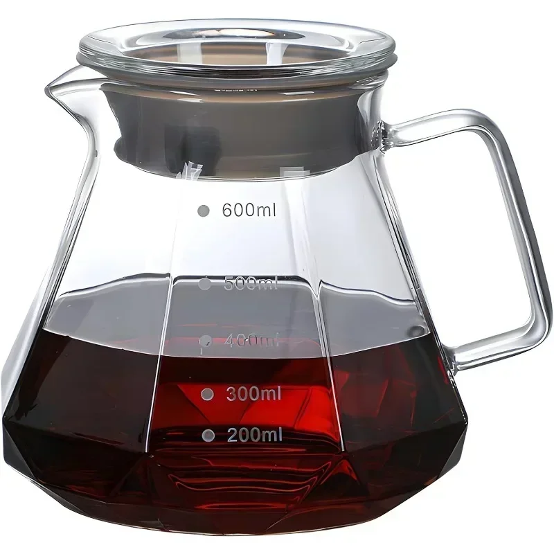 400-600ml Diamond Glass Coffee Sharing Pot Espresso Glass Carafe Coffee Pot Pour Over Filter Kettle Accessories coffee pot