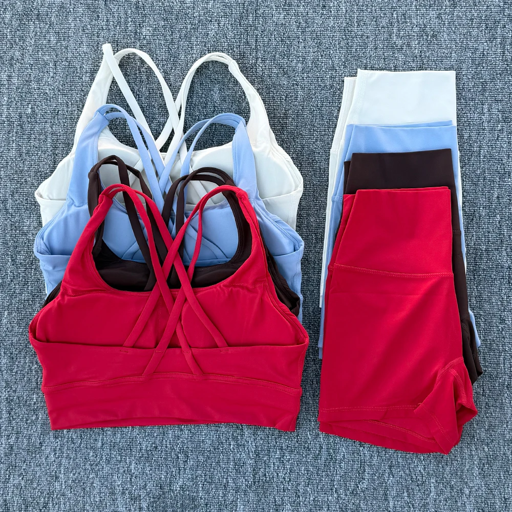 2 Piece Yoga Clothes Women's Tracksuit Athletic Wear Fitness Suit Gym Workout Push Up Clothes Sports Bra Yoga Shorts Suit
