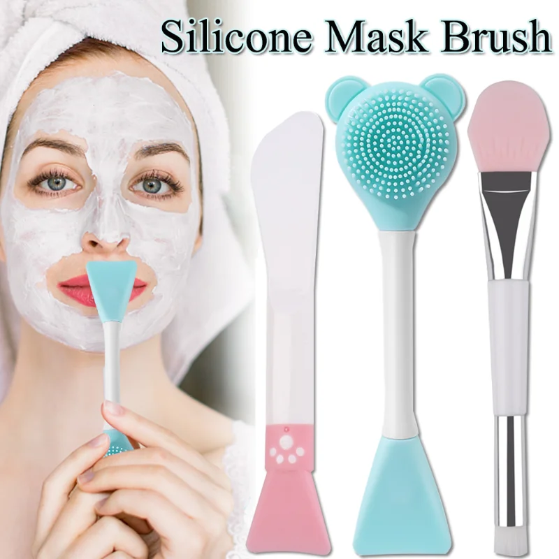 Double Ended Silicone Mask Brush Soft Flat Head Mud Mask Applicator