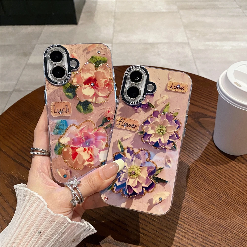 Colorful Blu-ray Diamond Flower Phone Case For Iphone Models_voghion.com