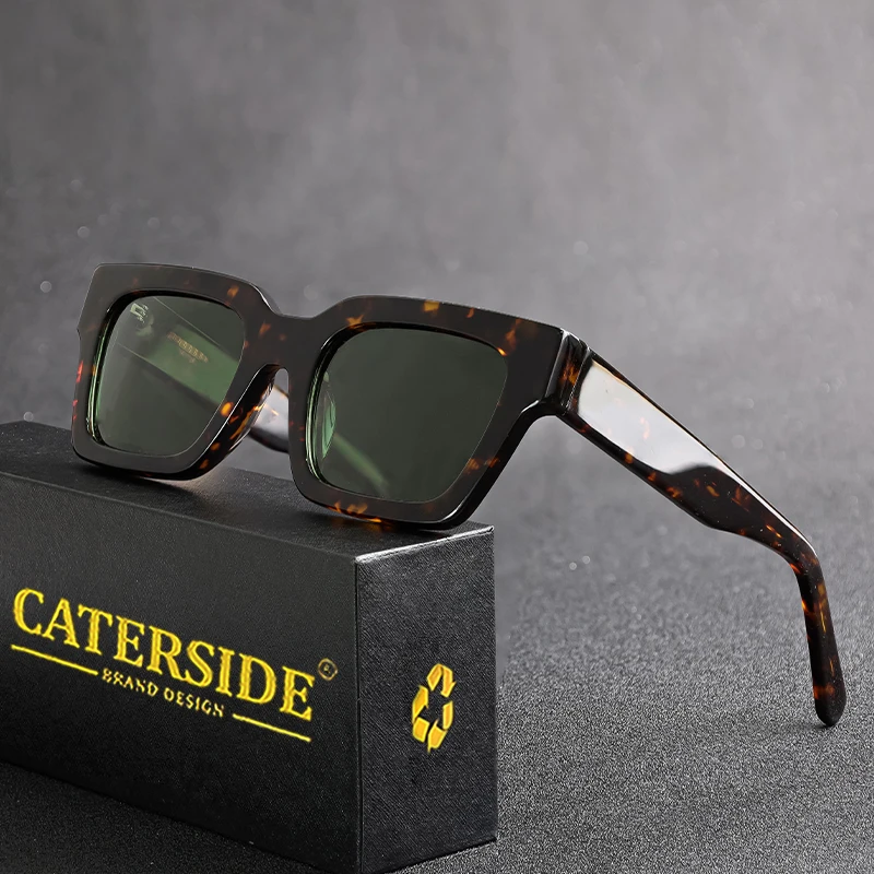 CATERSIDE Neue quadratische Aceteta-polarisierte Sonnenbrille für Herren, minimalistischer Stil, Sonnenbrille für Damen, zum Fahren, Angeln, Party, Geschenke