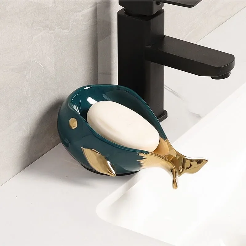 

1pc Creative Ceramic Portable Soap Dish with Drain Water Soap Holder for Bathroom Soap Container Kitchen Bathroom Accessories