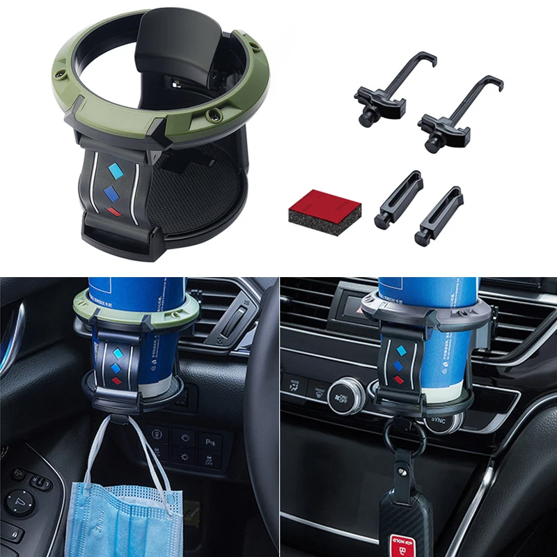 Car Cup Holder With Hook Air Vent Outlet Drink Coffee Bottle Holder
