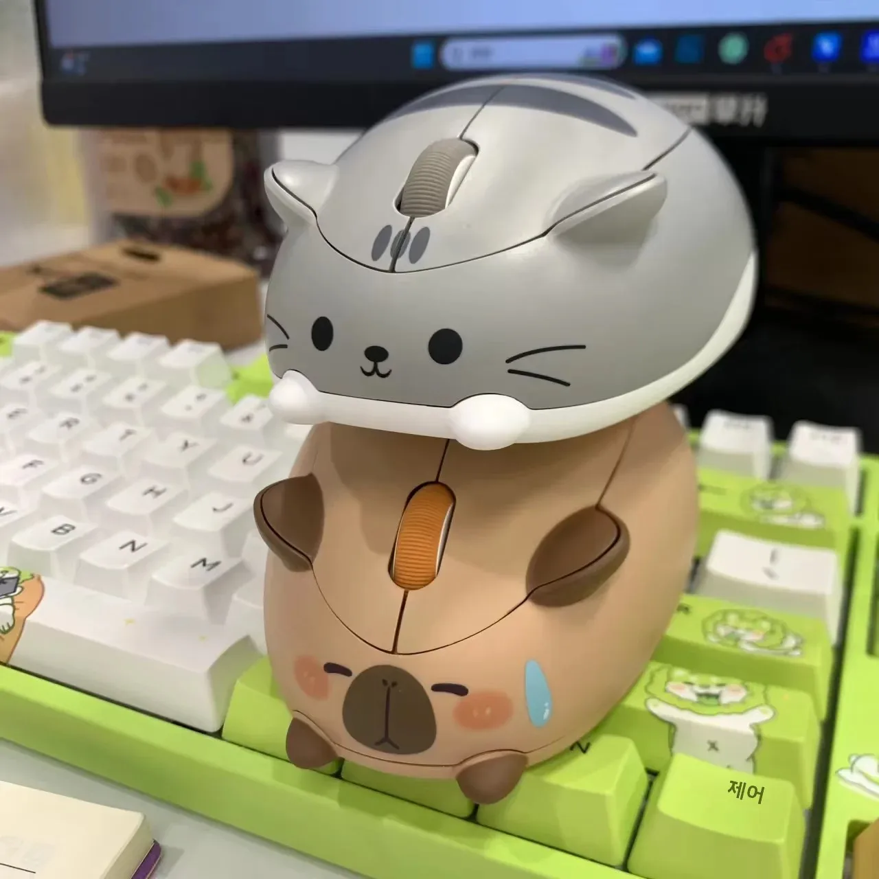 3D 무선 마우스 귀여운 고양이 무소음 클릭 2.4G 블루투스 듀얼 모드 휴대용 사무실 선물 소녀용 노트북 PC
