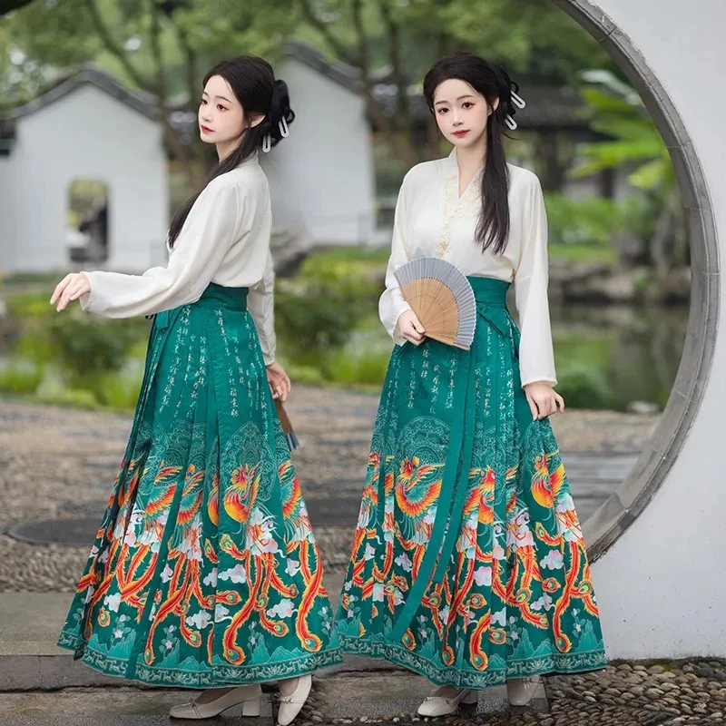 

Ming-Made Hanfu Women's Horse-Faced Skirt Suit New Phoenix Dance Luan Song Autumn Lmproved Fairy Style Ancient Chinese Clothing