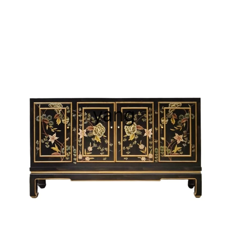 

L'm'm Furniture Complete Door Shoe Cabinet Hand Painted Retro Chinese Style Solid Wood Sideboard