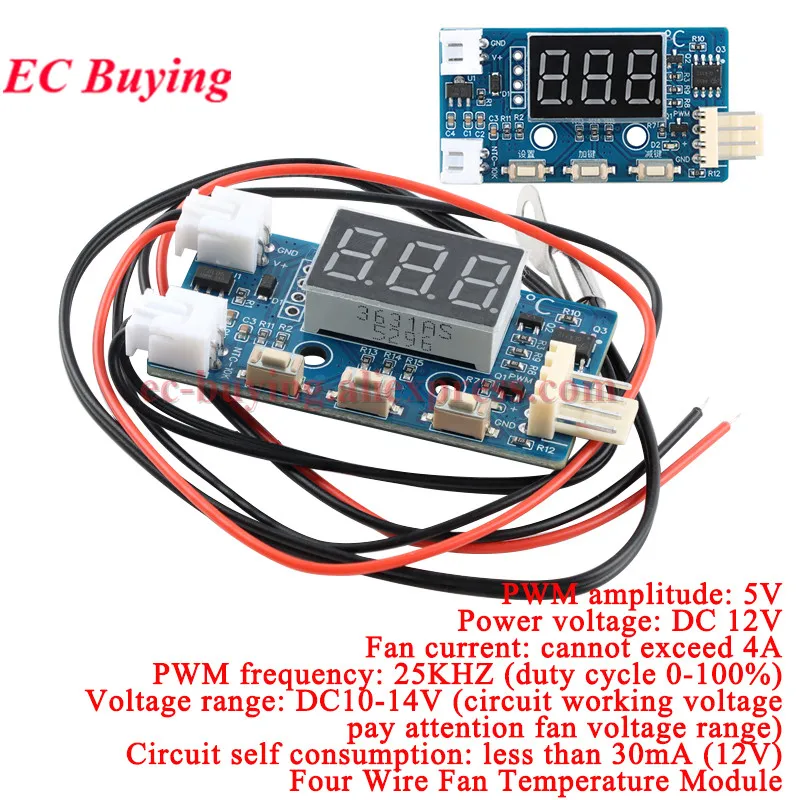 Regolatore Di Velocità Per Ventola Con Sonda Di Temperatura – Display Digitale, PWM 25 KHz, DC 12V 4 Fili, Per PC E Sistemi Di Raffreddamento