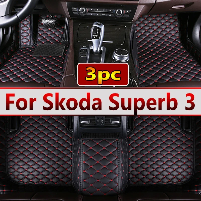 

Custom Made Leather Car Floor Mats For Skoda Superb 3 2016 2017 2018 2019 2020 2021 Carpets Rugs Foot Pads Accessories