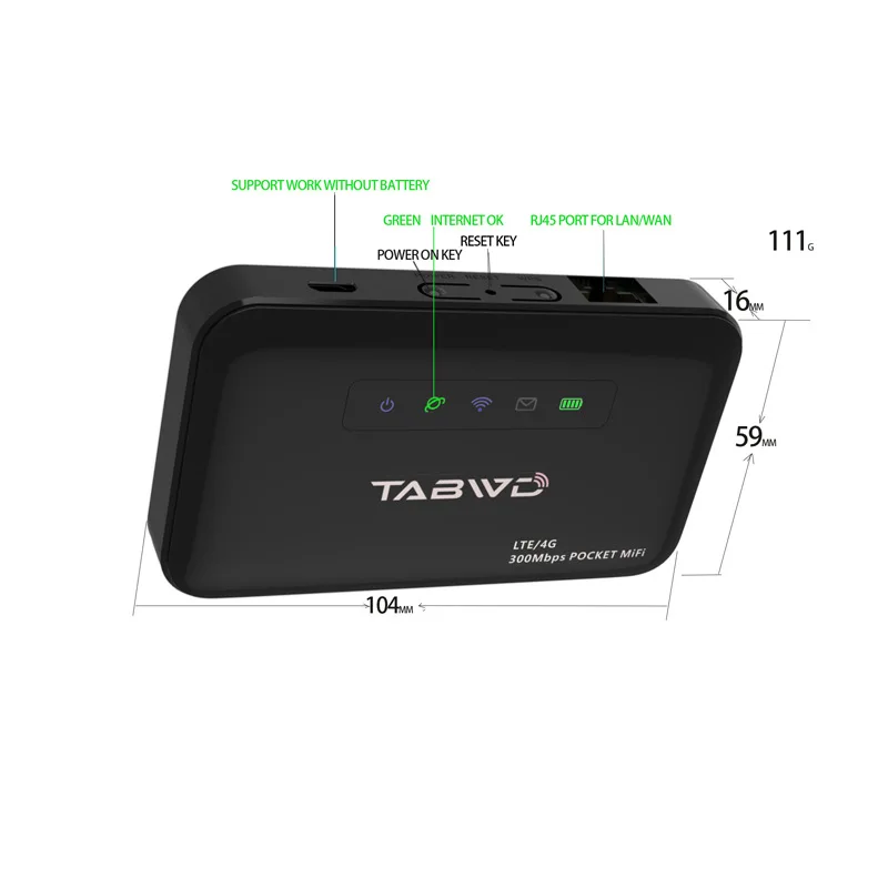 Roteador Wifi de Bolso sem Fio E5885 4g Mifi Hotspot 300 Mbps Cartão Sim Rj45 Lan Port Portátil ao ar Livre Móvel - Imagem 4