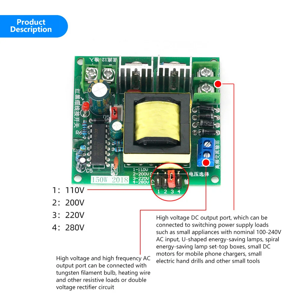 150w DC-AC módulo conversor inverso módulo de