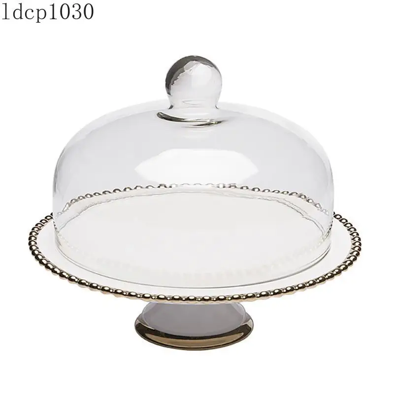 1 Set Party Cake Glass Cover Food Cover Dessert Cake Plate Dust-Proof Glass Covered High Foot Food Display Stand