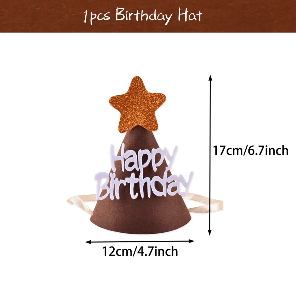 Ins Style Kaffeefarbe 0-9 Zahlen Filz Wandaufkleber Alles Gute zum Geburtstag Hut Flagbanner Ballon Babyparty Kindergeburtstag Party Dekor – Detail 20