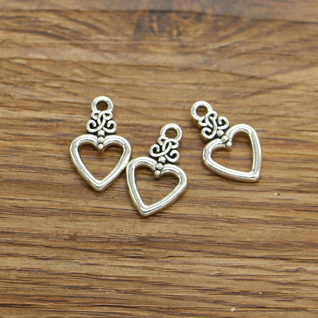 30pcs Metal Valentine Heart Love Charms Pendants Diy Jewelry Making 13x20mm  - AliExpress