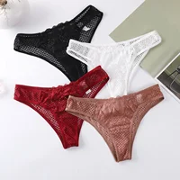 Sous-vêtements féminins transparents en dentelle transparente, slip à crochet en maille, taille basse, sans couture, Lingerie pour femmes, Calzones Mujer 4