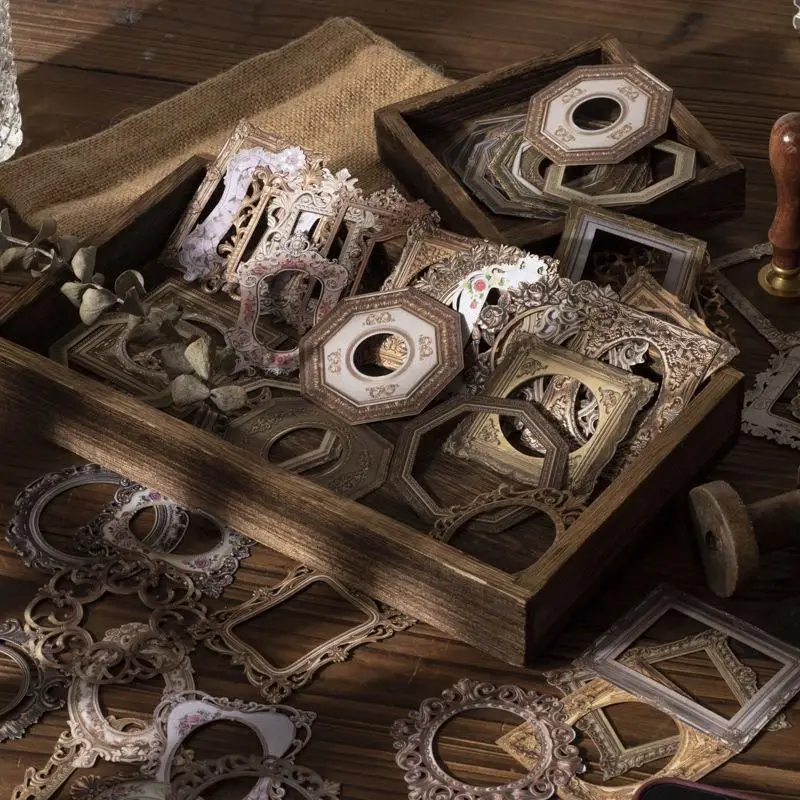 Cadre Photo Scrapbooking 20 Feuilles Mini Cadre Photo Decopatch Papier Romantique Manuel Vintage Cadre Papier Scrapbook Accessoires Creux Scrapbook Découpage Pour DIY Journal Album