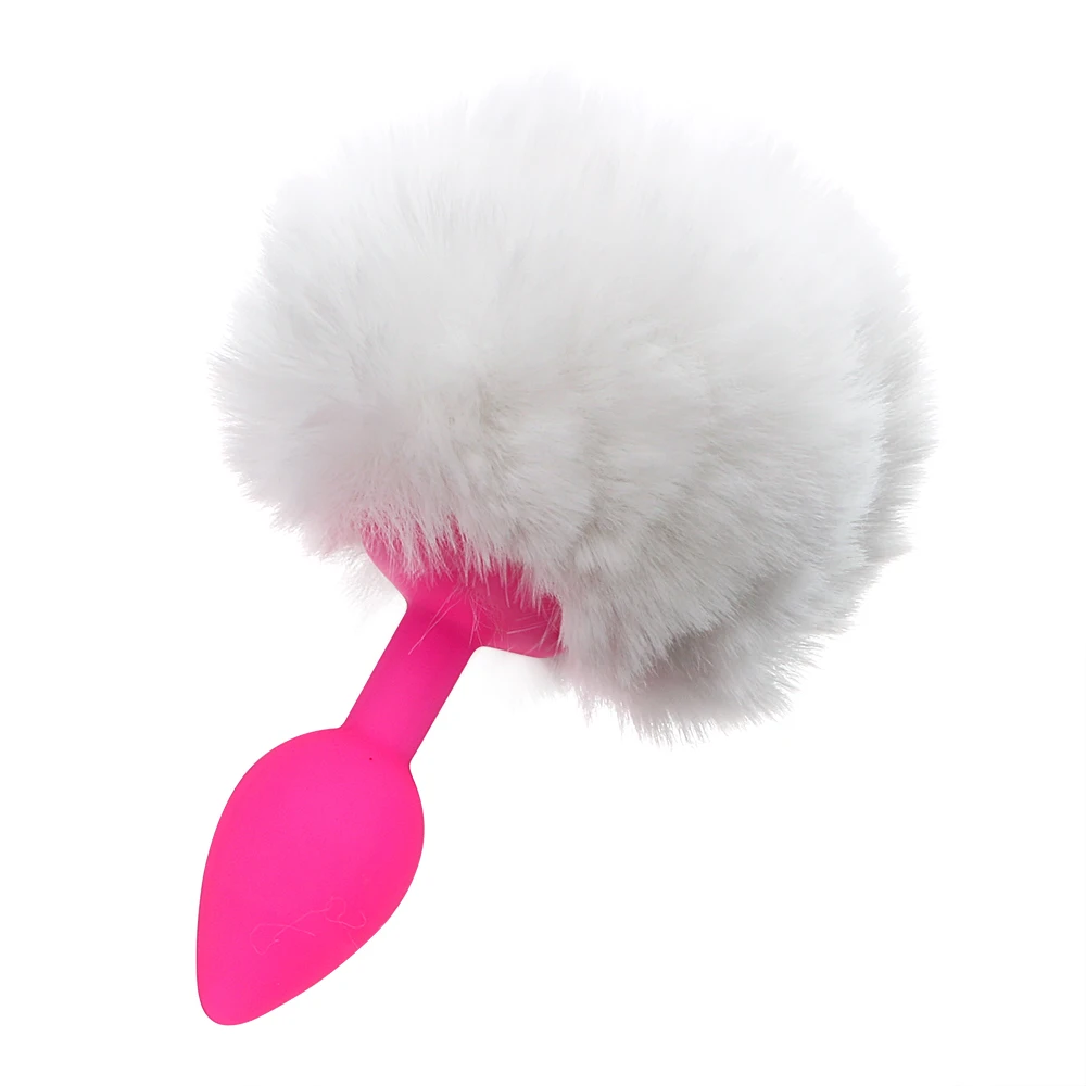 IKOKY Hairy Rabbit Tail Adult Products Silicone Butt Plug Anal Sex for Women Cute Erotic Toys_voghion.com