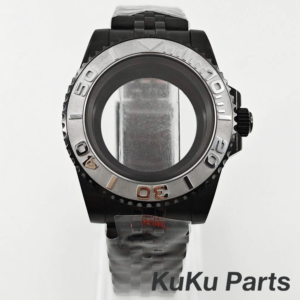 Black Purple GMT Bezel Watch Case with PVD Black Jubilee Bracelet and Sapphire Crystal