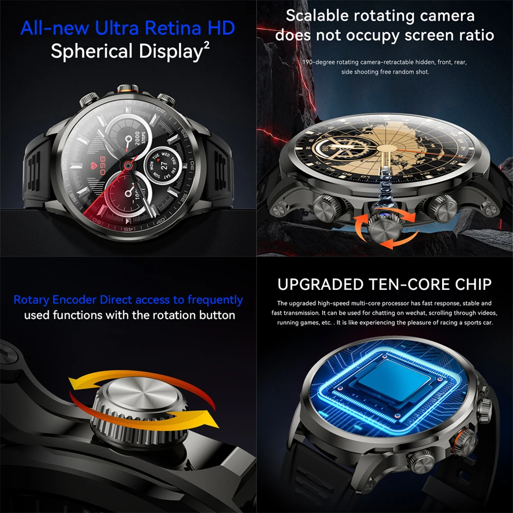 5G/4G ��ü ��Ʈ��ũ ����Ʈ �ð� 1.95 ��ġ 680*680 ���� ��ũ�� WIFI GPS Sim ī�� HD ȭ�� ��ȭ Smartwatch Google Play 8GB+128GB RAM