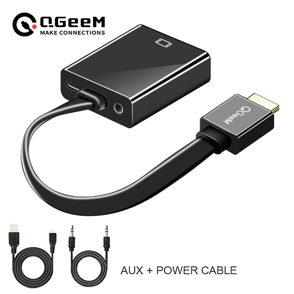 QGeeM HDMI Cable Compatible to VGA adapter Digital Video Audio