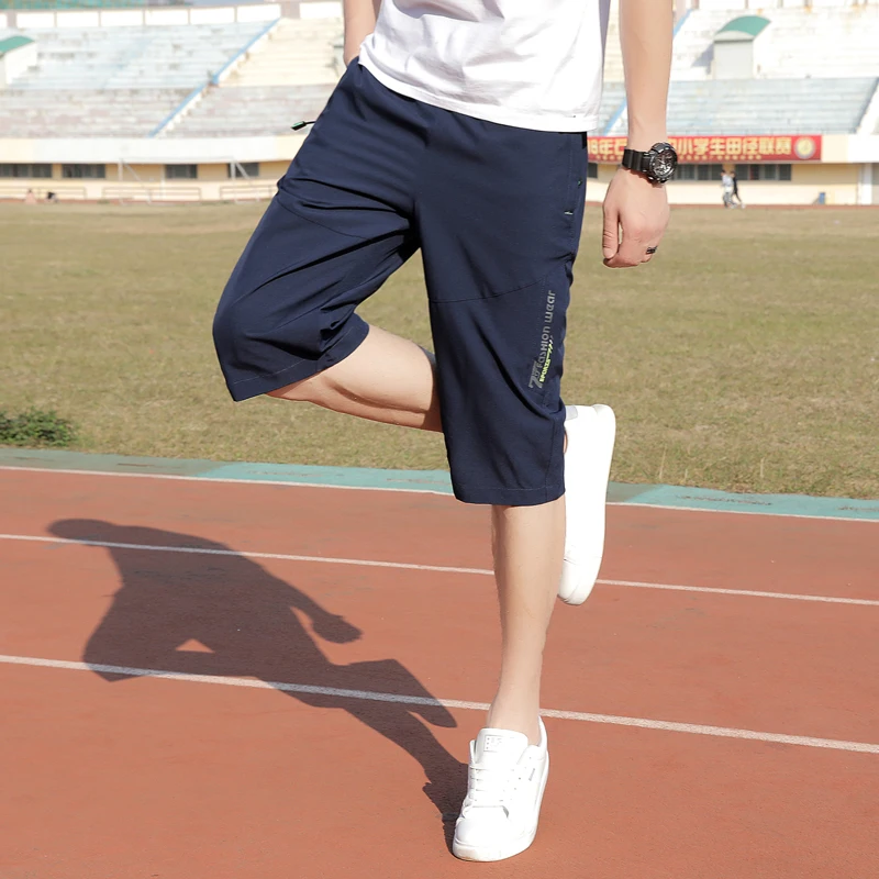 

Quick Dry Calf-length Pants Men Elastic Waist Mens Summer Beach Short Clothing Homme Casual Brand Short Pants New Arrival