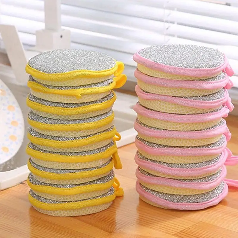 5/10Pcs Double-sided Dishwashing Sponge Dishwashing Brush Pot Scouring Pad Sponge Home Kitchen Cleaning Tool Dishwashing Towel