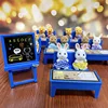 1/12 DIY  Simulation Forest Rabbit Animal Family Dollhouse Critters School Desk Toy Role Play for Kids Birthday Gift For Girls 3