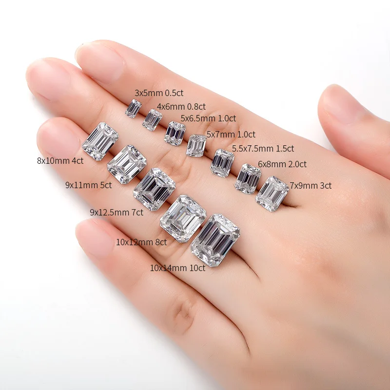 Muslimum Emerald Cut Def Vvs1 Con Certificato Gra Moissanite Loose Moissanite Diamond Test Positivo Prezzo All'Ingrosso Di Fabbrica