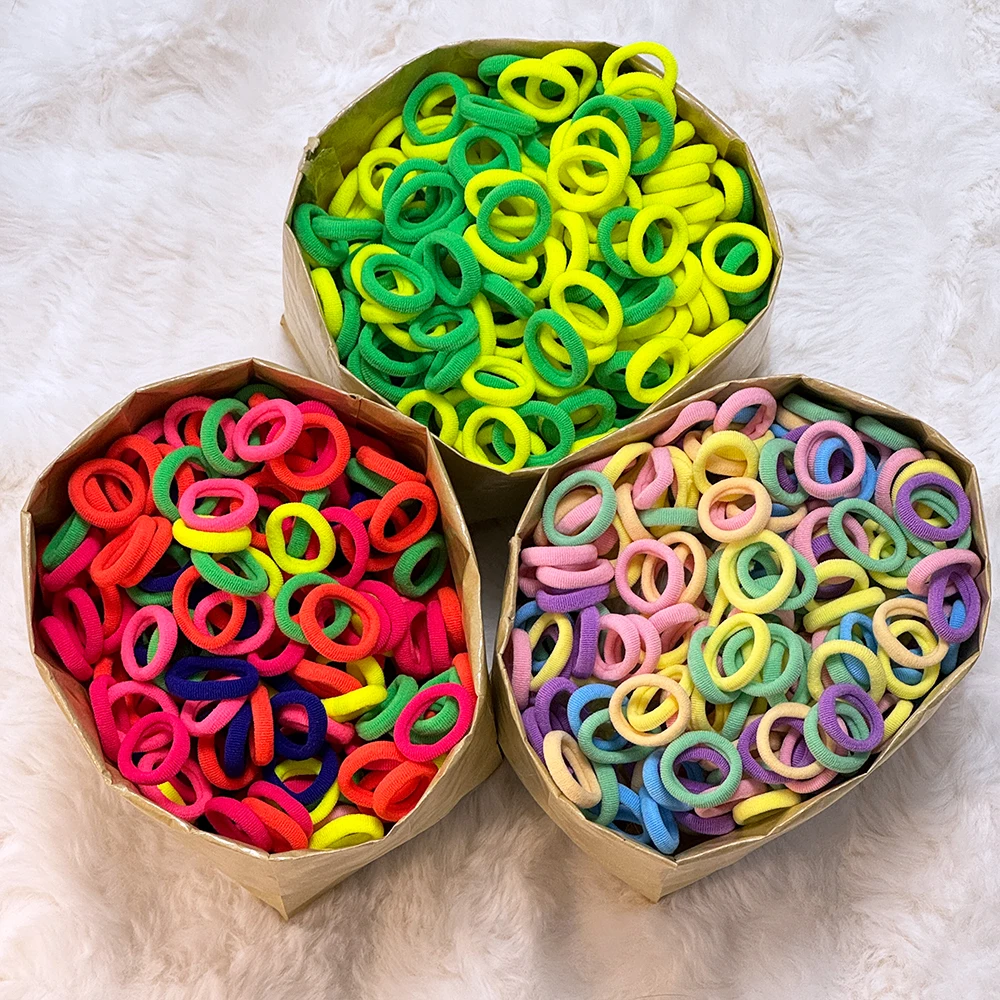 rubber band hair ties 50/100/300Pcs Ealstic Basic Nylon Hair Ties for Girls Ponytail Hold Scrunchie Kid Fashion Hair Band Accessories